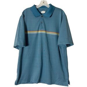 Arnold Palmer Men Polo Shirt Size XL Blue Short Sleeve Colorful Striped Golf